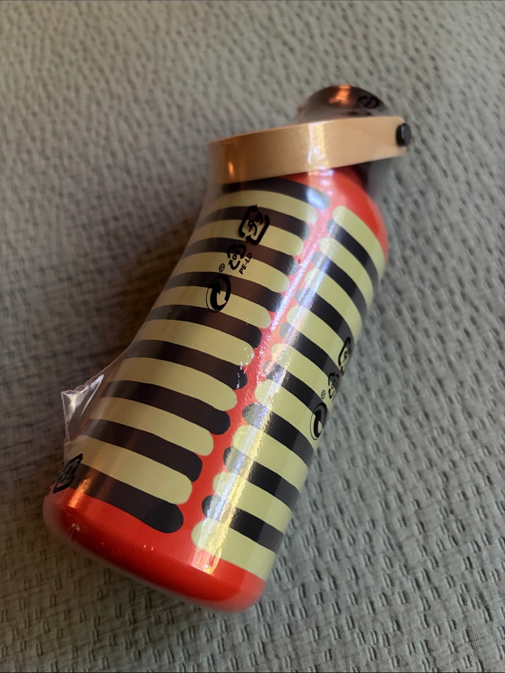 IKEA x marimekko orange with Yellow and black stripes Metal Water Bottle